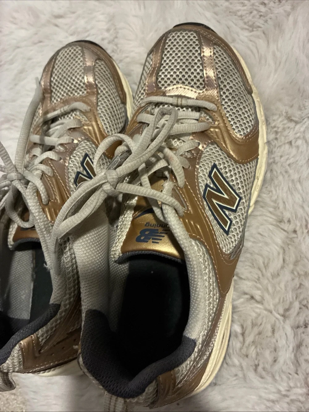 New Balance Women's Rose Gold and Gray Athletic Sneakers